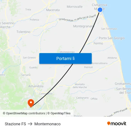 Stazione FS to Montemonaco map