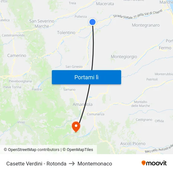 Casette Verdini - Rotonda to Montemonaco map