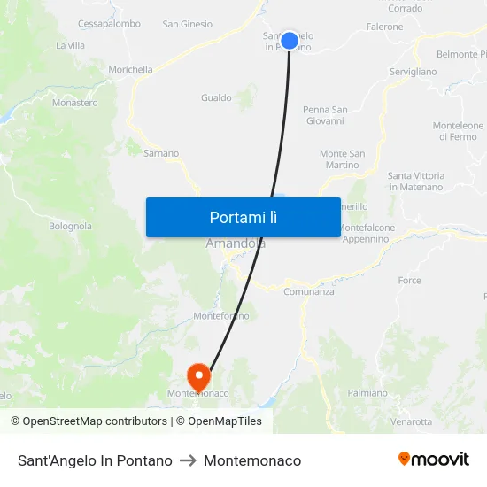 Sant'Angelo In Pontano to Montemonaco map