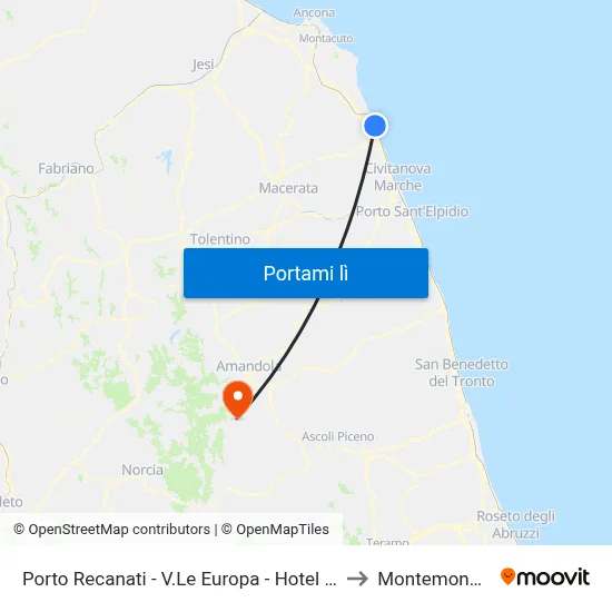 Porto Recanati - V.Le Europa - Hotel Mon to Montemonaco map