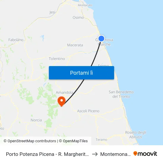 Porto Potenza Picena - R. Margherita  49 to Montemonaco map