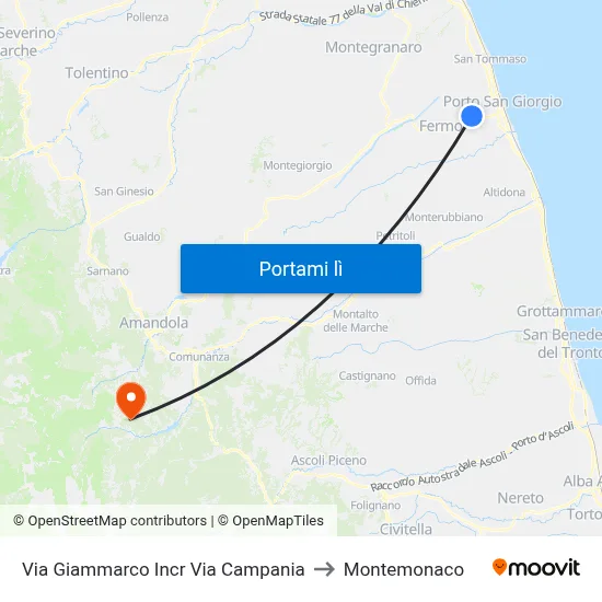 Via Giammarco Incr Via Campania to Montemonaco map