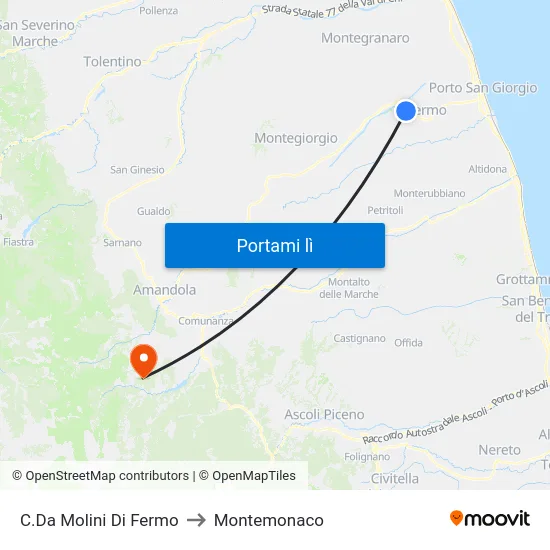 C.Da Molini Di Fermo to Montemonaco map