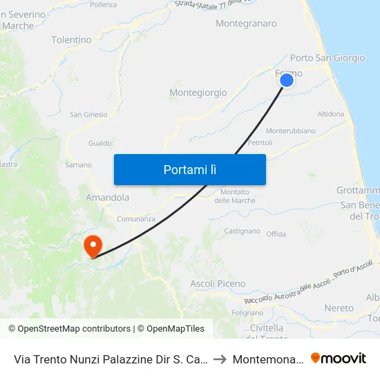 Via Trento Nunzi Palazzine Dir S. Cateri to Montemonaco map