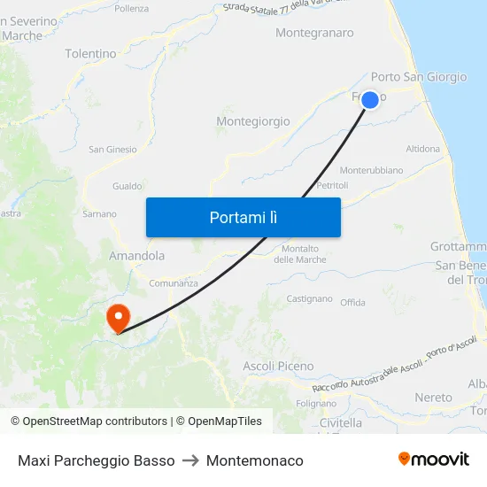 Maxi Parcheggio Basso to Montemonaco map