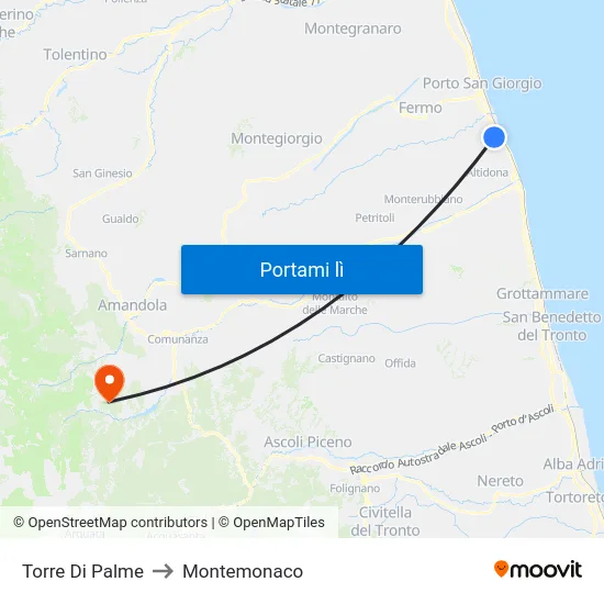 Torre Di Palme to Montemonaco map