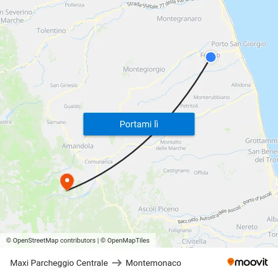 Maxi Parcheggio Centrale to Montemonaco map
