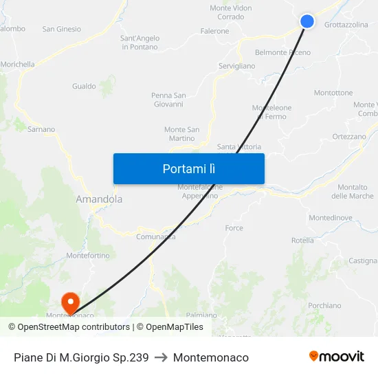 Piane Di M.Giorgio Sp.239 to Montemonaco map