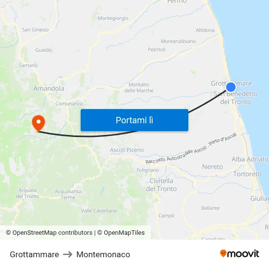 Grottammare to Montemonaco map