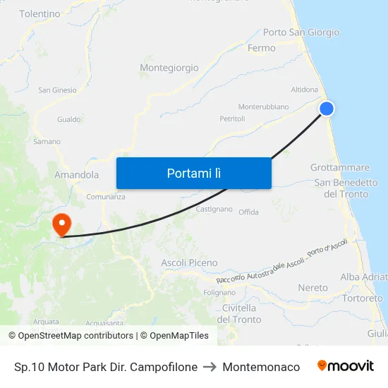 Sp.10 Motor Park Dir. Campofilone to Montemonaco map