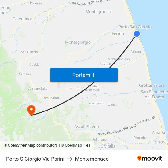 Porto S.Giorgio Via Parini to Montemonaco map