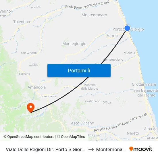 Viale Delle Regioni Dir. Porto S.Giorgio to Montemonaco map