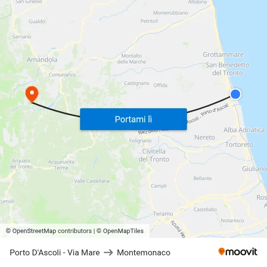 Porto D'Ascoli - Via Mare to Montemonaco map