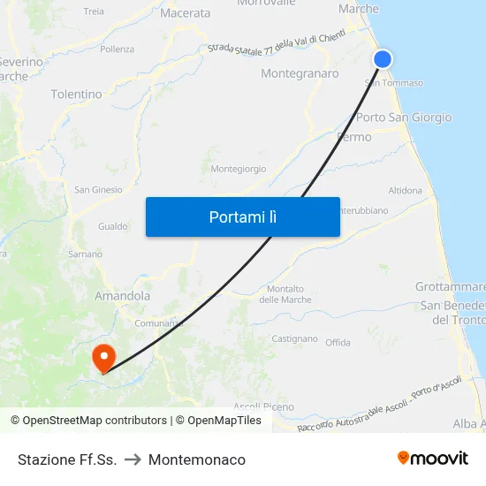 Stazione Ff.Ss. to Montemonaco map