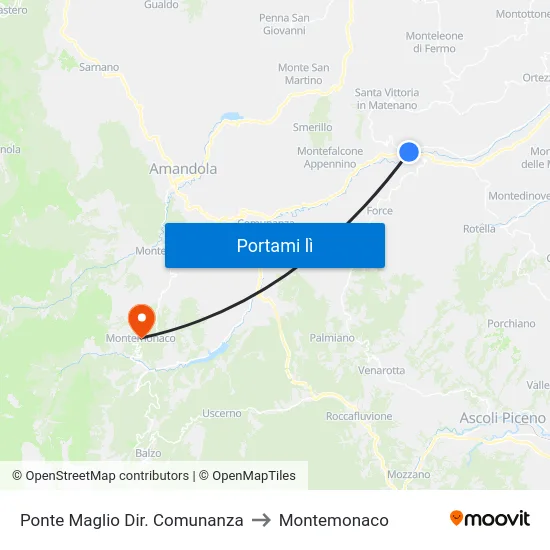 Ponte Maglio Dir. Comunanza to Montemonaco map