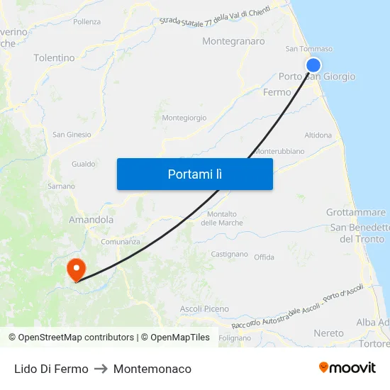 Lido Di Fermo to Montemonaco map