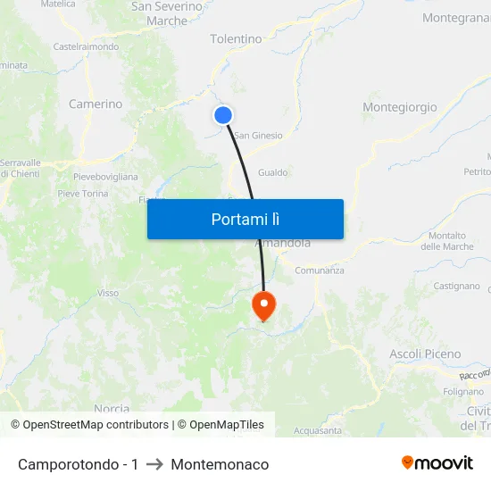 Camporotondo - 1 to Montemonaco map