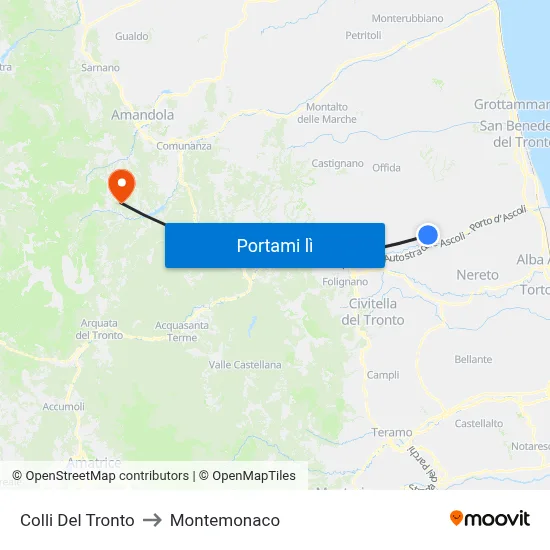 Colli Del Tronto to Montemonaco map