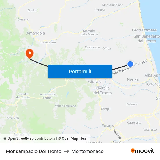 Monsampaolo Del Tronto to Montemonaco map