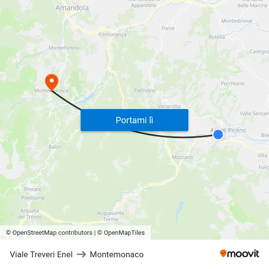 Viale Treveri Enel to Montemonaco map