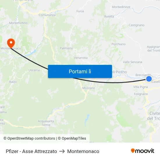 Pfizer - Asse Attrezzato to Montemonaco map