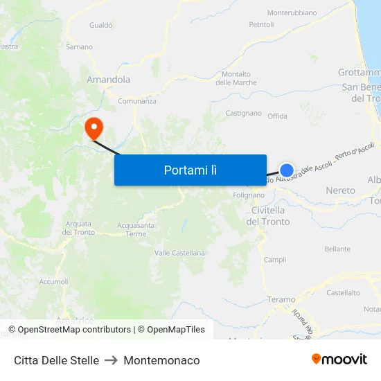 Citta Delle Stelle to Montemonaco map