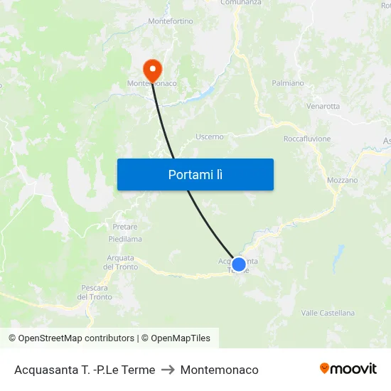 Acquasanta T. -P.Le Terme to Montemonaco map