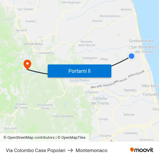 Via Colombo Case Popolari to Montemonaco map
