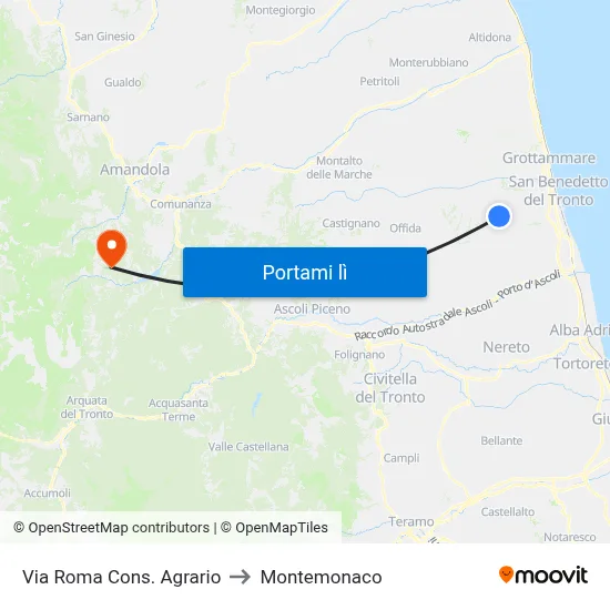 Via Roma Cons. Agrario to Montemonaco map