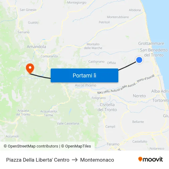 Piazza Della Liberta' Centro to Montemonaco map