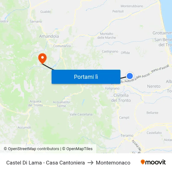 Castel Di Lama - Casa Cantoniera to Montemonaco map