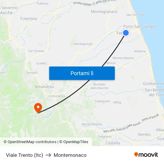 Viale Trento (Itc) to Montemonaco map