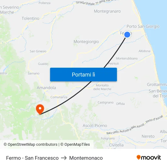 Fermo - San Francesco to Montemonaco map