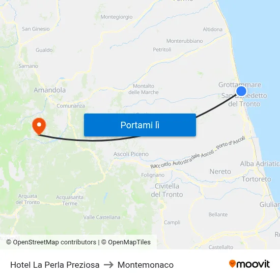 Hotel La Perla Preziosa to Montemonaco map