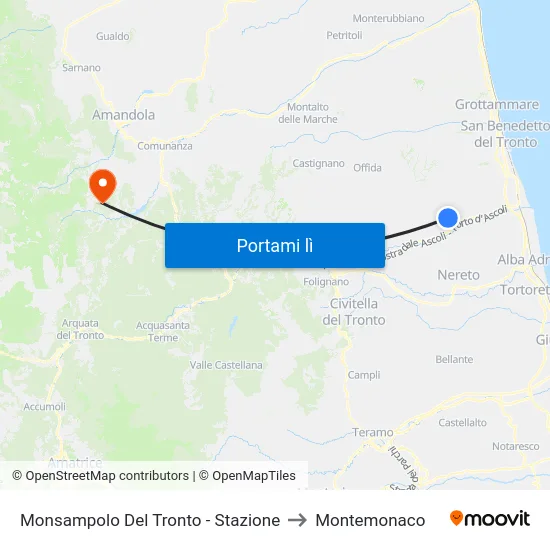 Monsampolo Del Tronto - Stazione to Montemonaco map