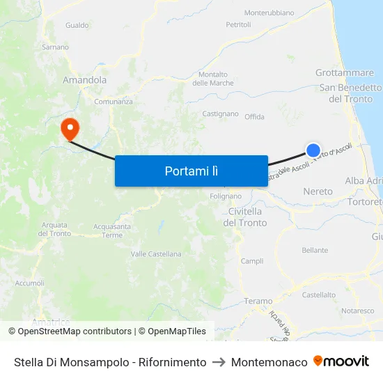 Stella Di Monsampolo - Rifornimento to Montemonaco map