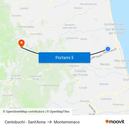 Centobuchi - Sant'Anna to Montemonaco map