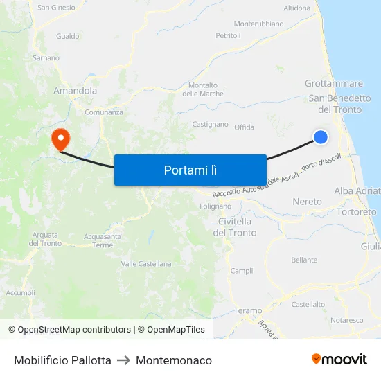 Mobilificio Pallotta to Montemonaco map