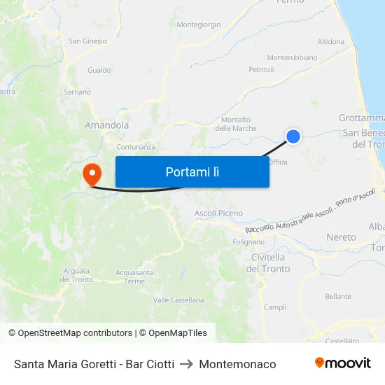 Santa Maria Goretti - Bar Ciotti to Montemonaco map