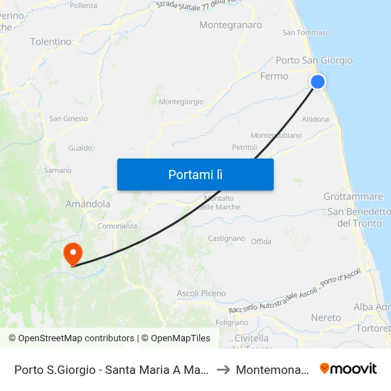 Porto S.Giorgio - Santa Maria A Mare to Montemonaco map