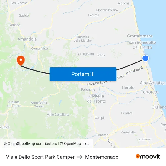 Viale Dello Sport Park Camper to Montemonaco map