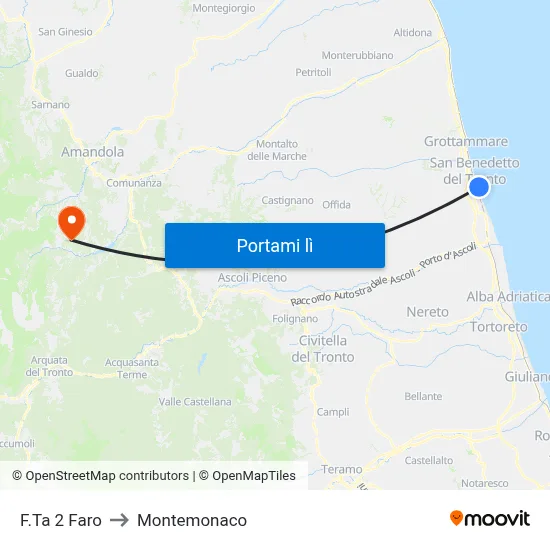F.Ta 2 Faro to Montemonaco map
