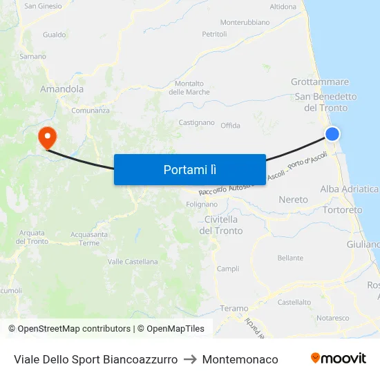 Viale Dello Sport Biancoazzurro to Montemonaco map