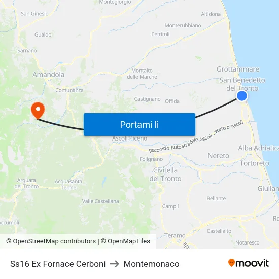 Ss16 Ex Fornace Cerboni to Montemonaco map