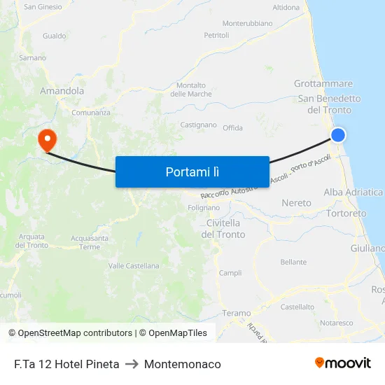 F.Ta 12 Hotel Pineta to Montemonaco map