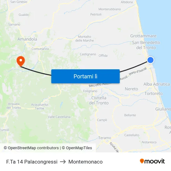 F.Ta 14 Palacongressi to Montemonaco map