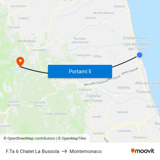 F.Ta 6 Chalet La Bussola to Montemonaco map