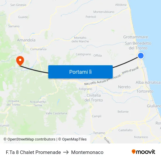 F.Ta 8 Chalet Promenade to Montemonaco map