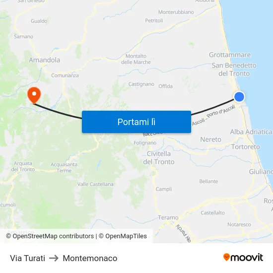 Via Turati to Montemonaco map