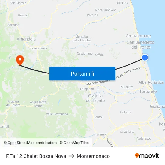 F.Ta 12 Chalet Bossa Nova to Montemonaco map
